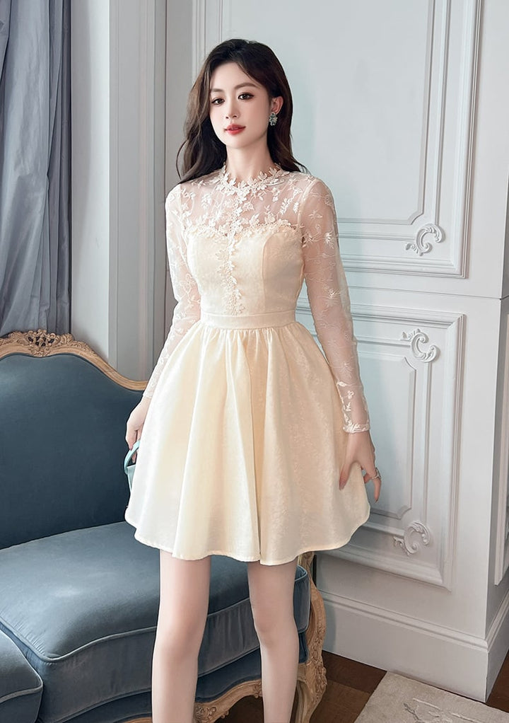 【dress】レース切り替ワンピース　M27012