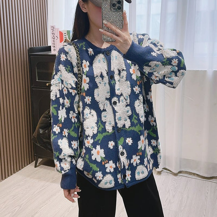 【outer】刺繍ニットカーデ　M25875