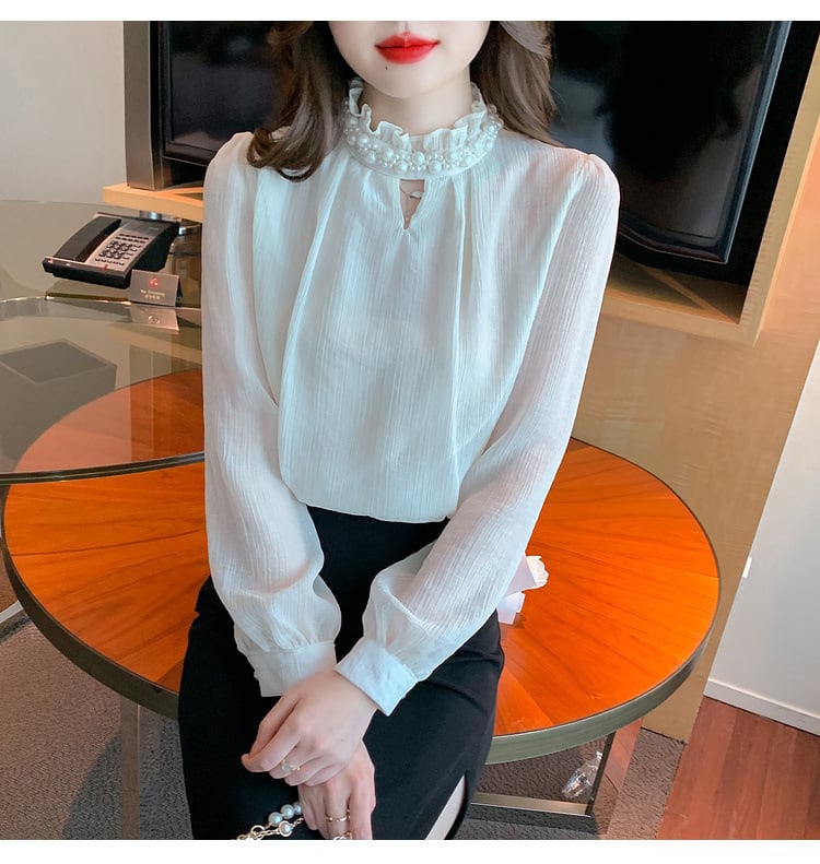 【tops】スタンドネックシャツトップス　M18351