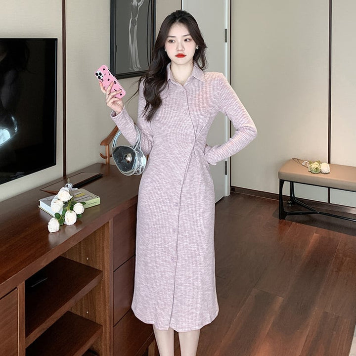 【dress】ボタンデザインニットワンピース　M17994