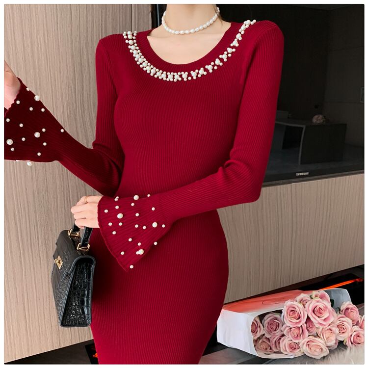 【dress】パールニットワンピース　M27070