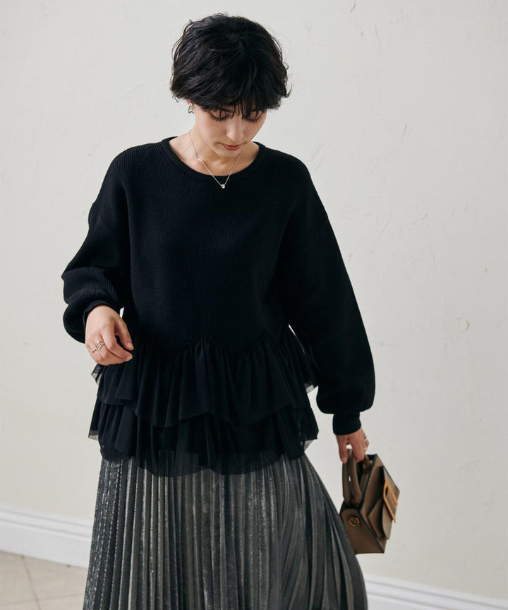 【tops】切り替えニットセーター　M25757