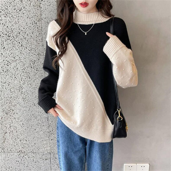 【tops】配色ニットセーター　M18699