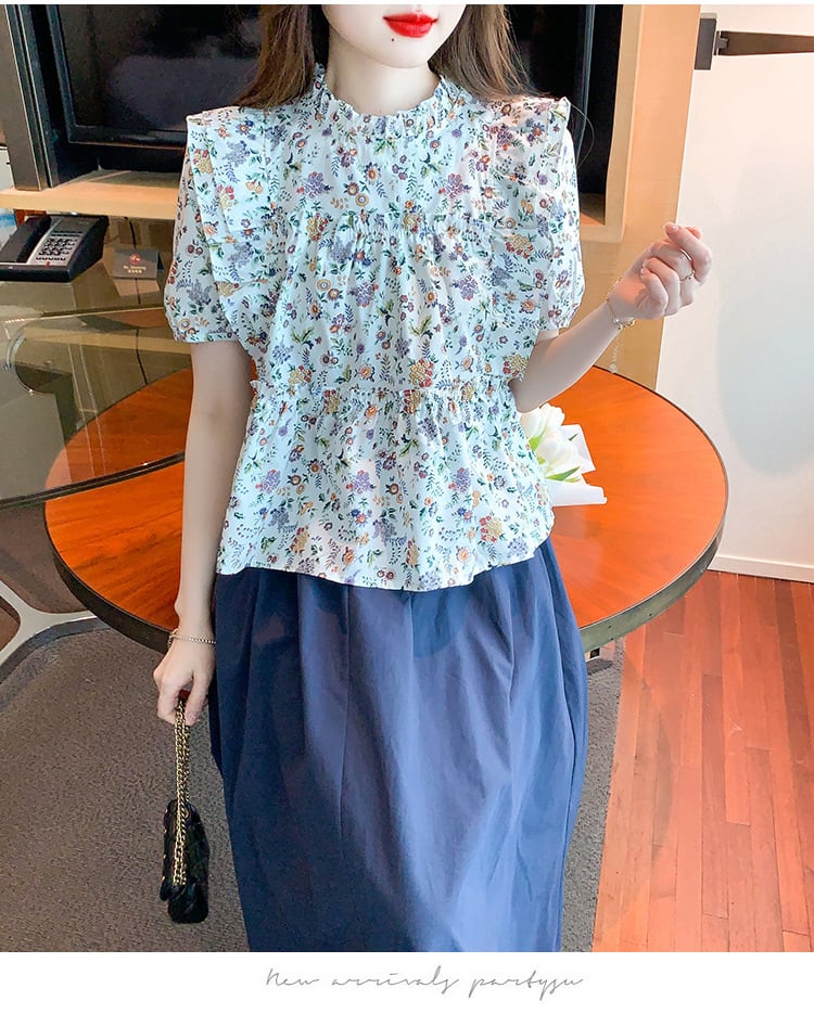 【set】人気を独占中 2点セット花柄シャツトップス+スカート　M17084