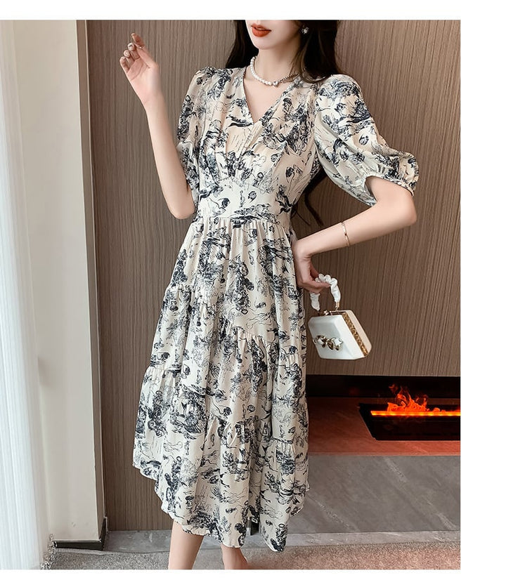 【dress】人気アイテム ! エレガント花柄ワンピース　M16950