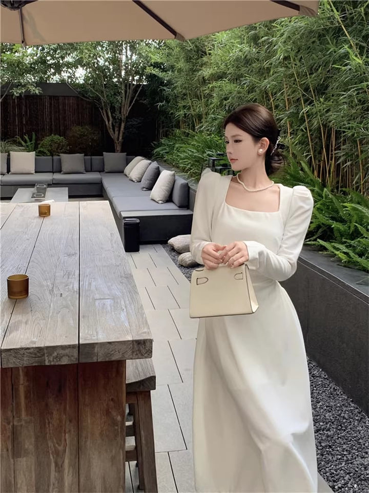 【dress】スクエアネックロングワンピース Q8111