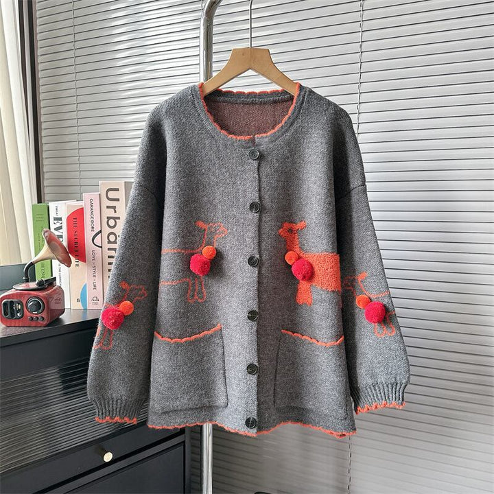 【outer】クルーネックニットカーデ　M18738