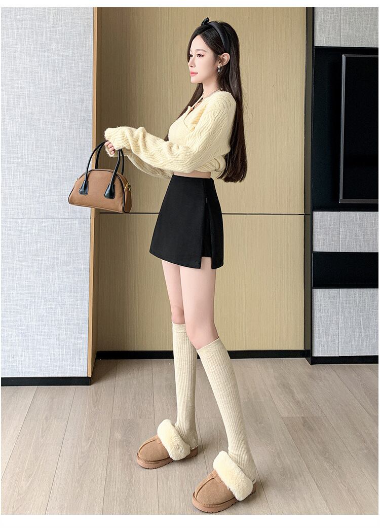 【bottoms】ハイウエストキュロットパンツ　M27866