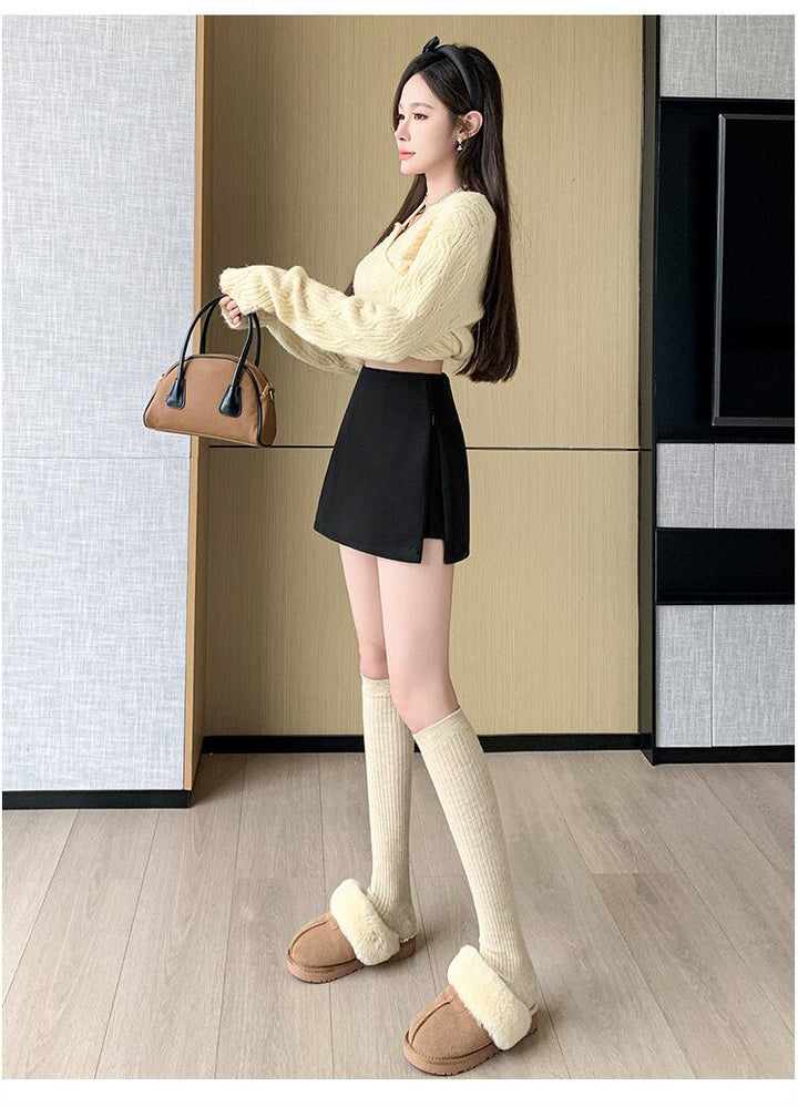 【bottoms】ハイウエストキュロットパンツ　M27866