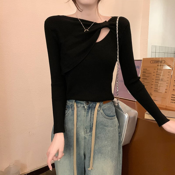【tops】カットワークニットトップス　M25410