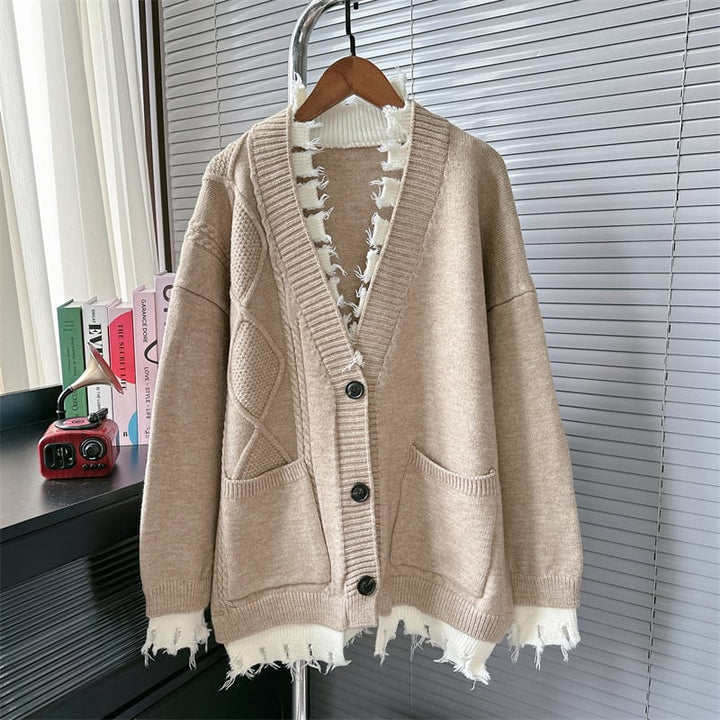【outer】配色ニットカーデ　M26137