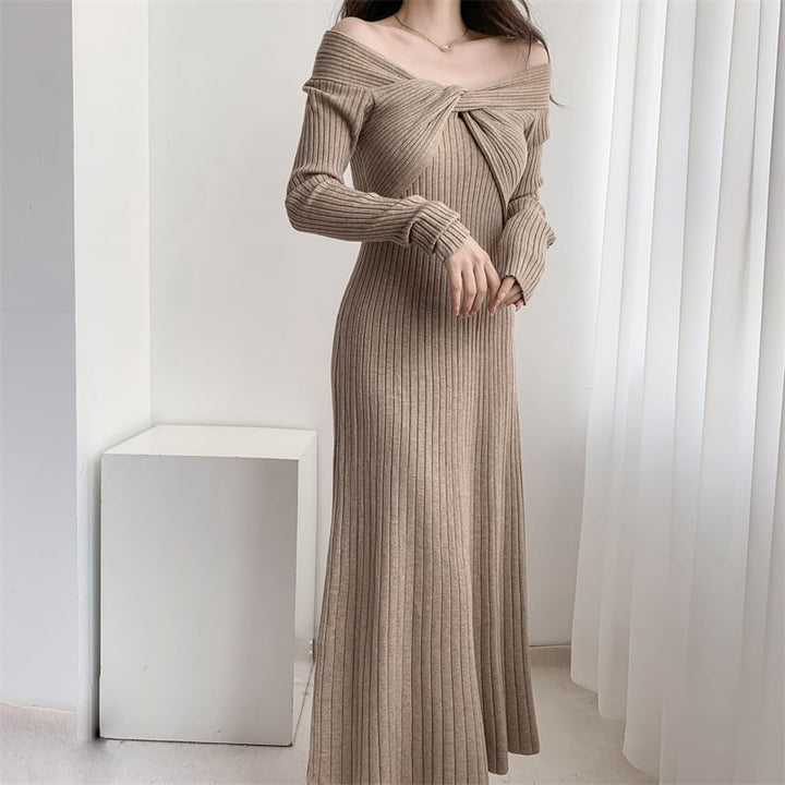 【dress】話題沸騰中 オシャレ無地ニットワンピース　M17589