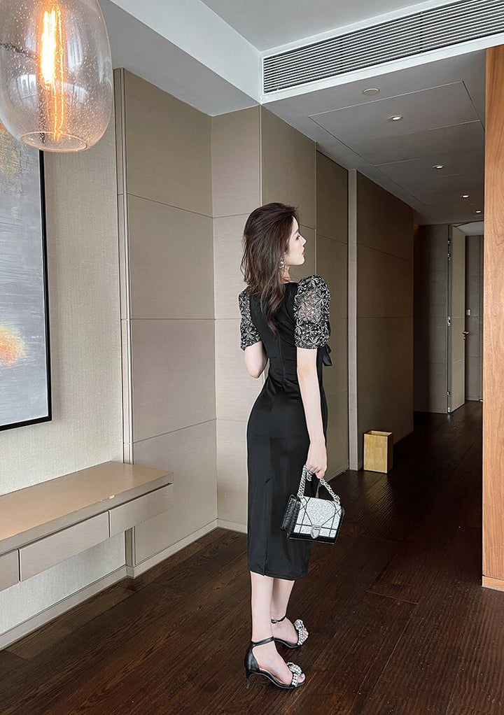 【dress】レース切り替えワンピース　M29601