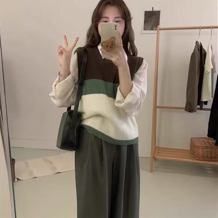 【tops】クルーネックニットベスト　M18830