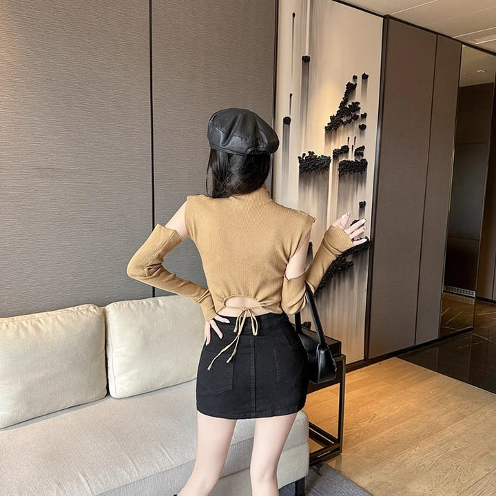 【tops】蝶ニットトップスアームカバー付き　M18077