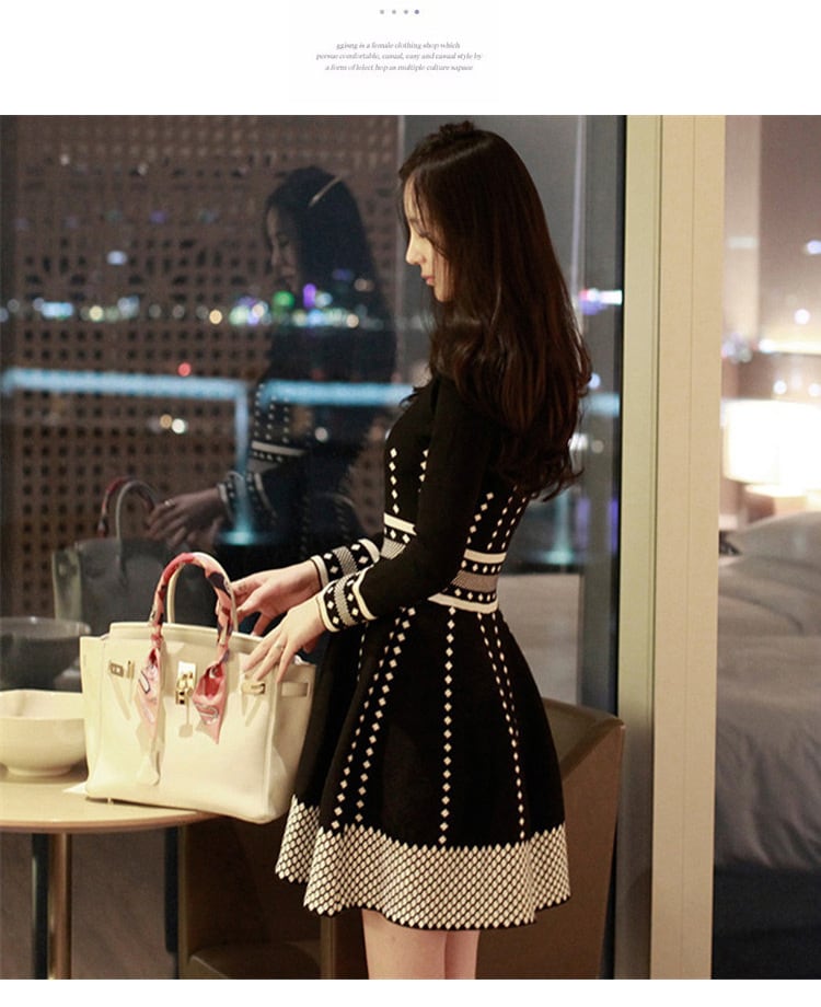 【dress】クルーネックニットワンピース　M17930