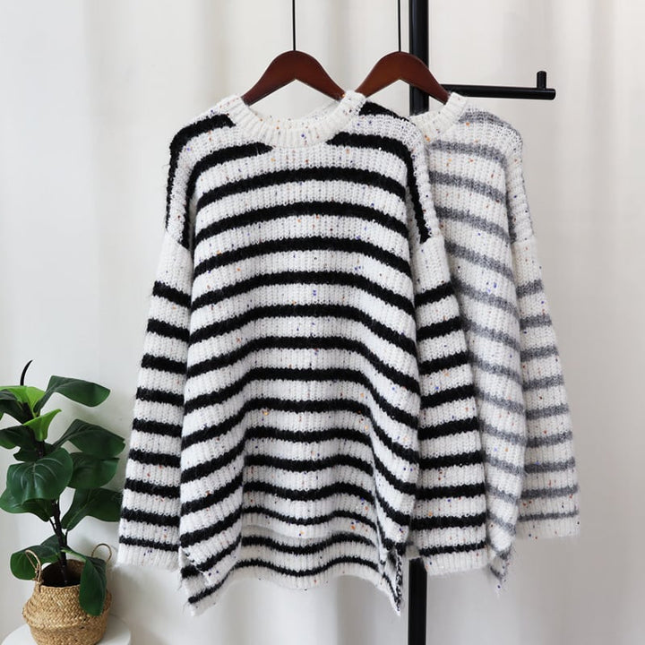 【tops】ボーダー柄ニットセーター　M27014