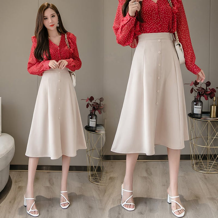 【bottoms】韓国系超人気OL、通勤ハイウエストスカート　M17047