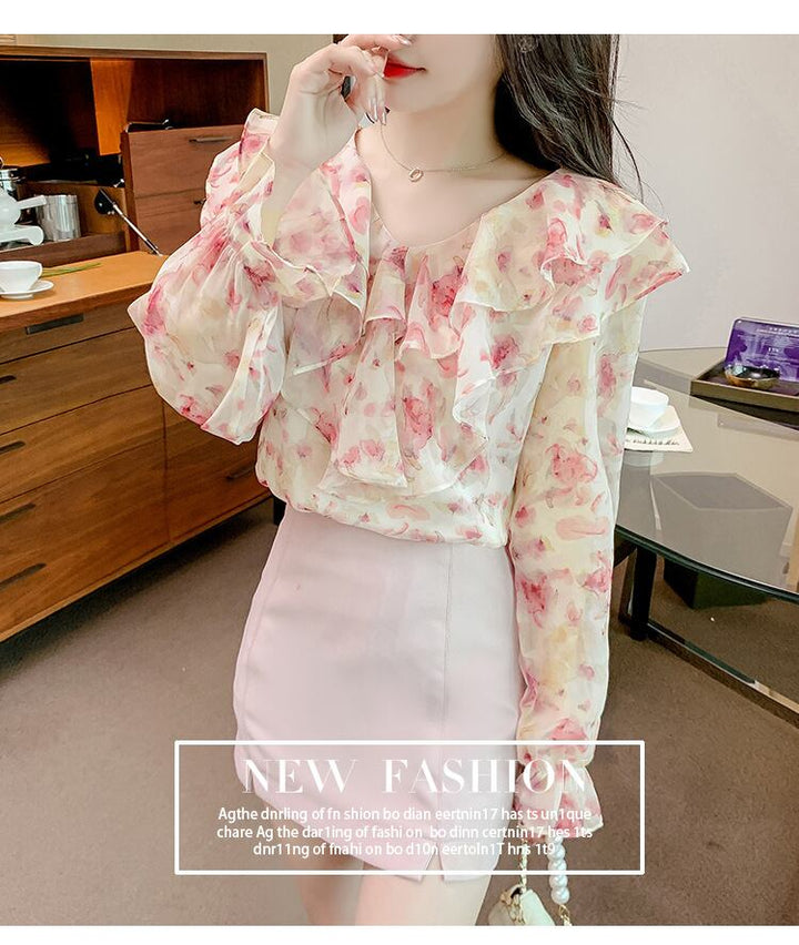 【tops】花柄シャツトップス　M18479