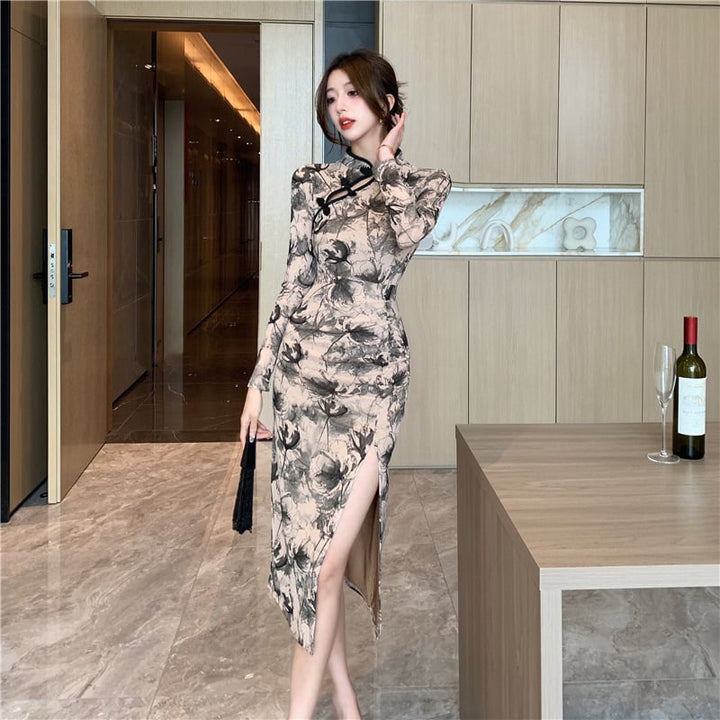 【dress】女子力アップエレガントスリットワンピース　M17414