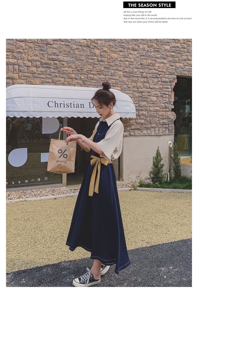 【dress】高級感 ファッション切り替えシャツワンピース　M16803