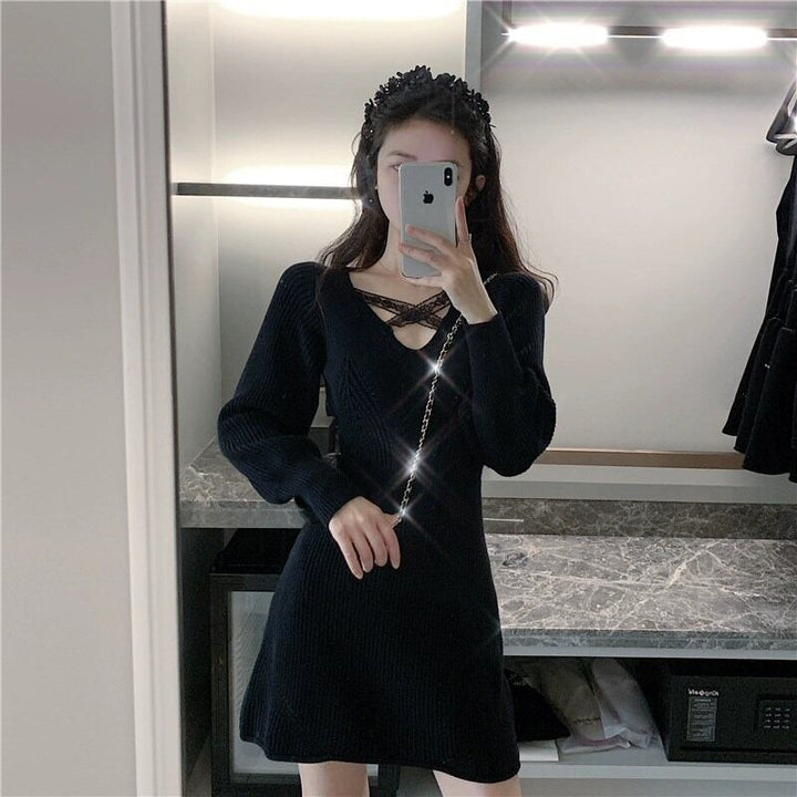 【dress】ニットミニワンピース 　N2265