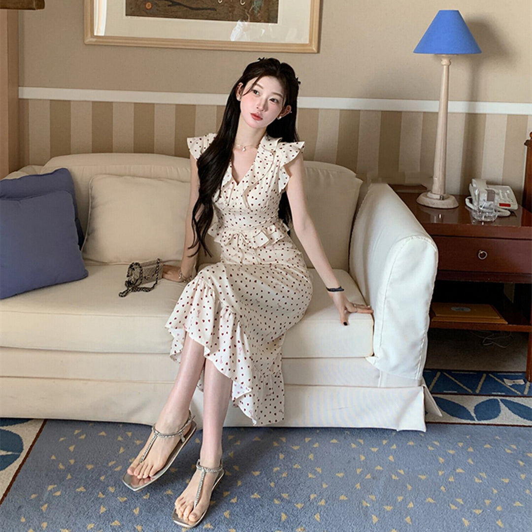 【dress】フリルハートプリントワンピース　N2980