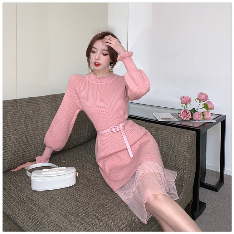 【dress】ドッキングニットワンピース　M18136