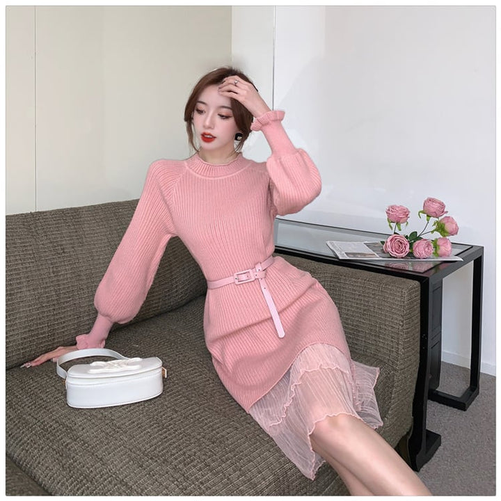 【dress】ドッキングニットワンピース　M18136