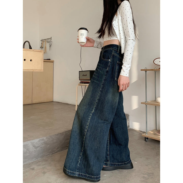 【bottoms】ハイウエストデニムワイドパンツ　M29851