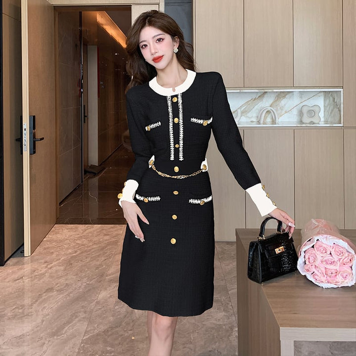 【dress】アウトポケットニットワンピース　M17902