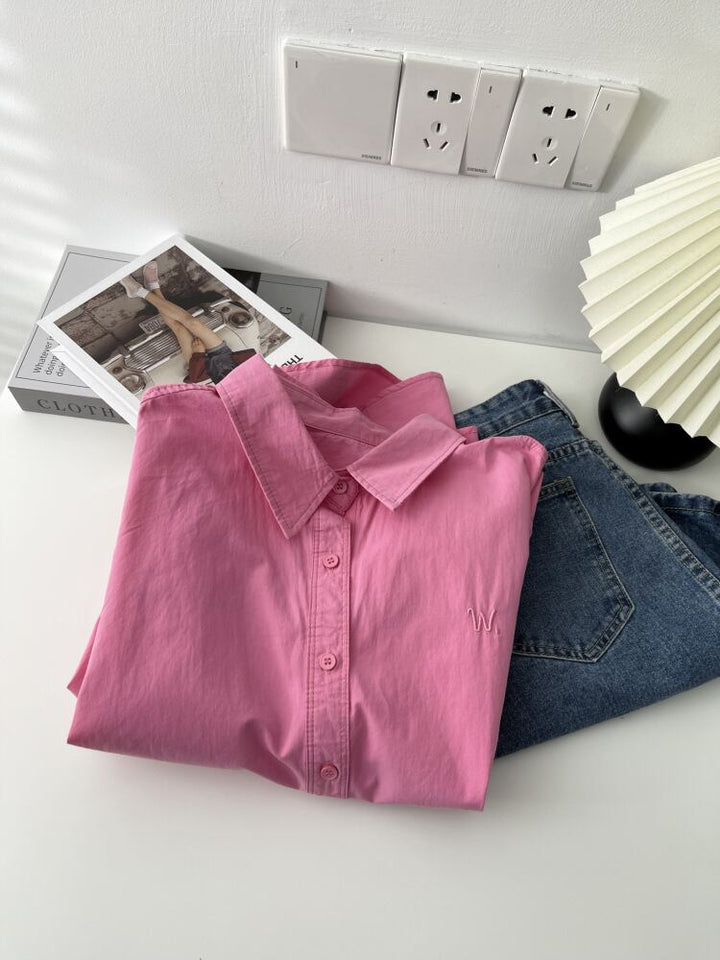 【tops】POLOネック刺繍シャツ　M29906