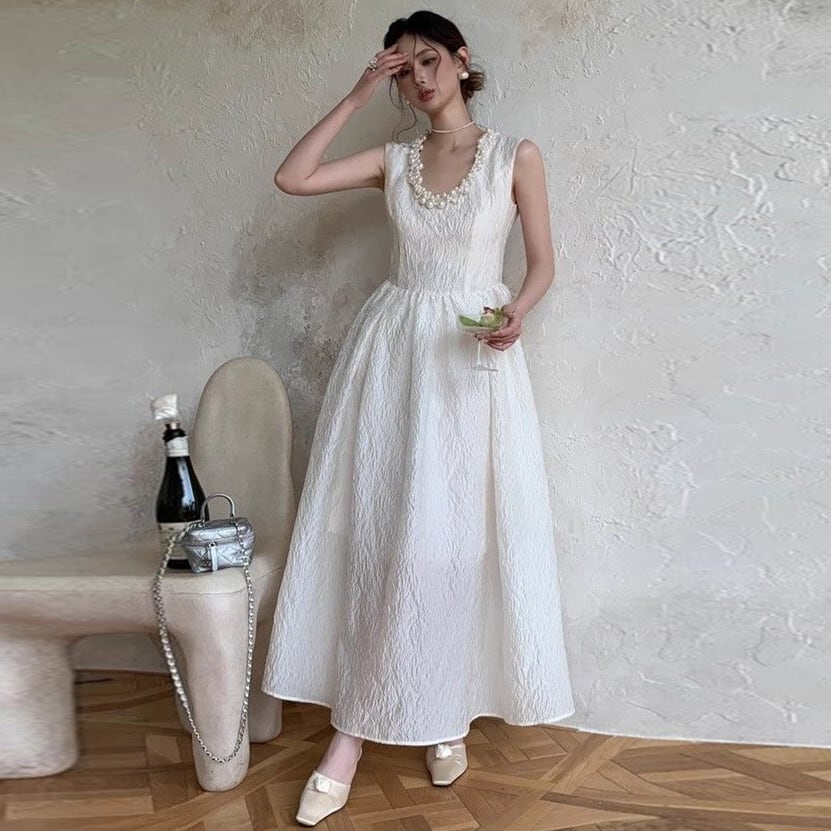【dress】パールノースリーブワンピース　M24311