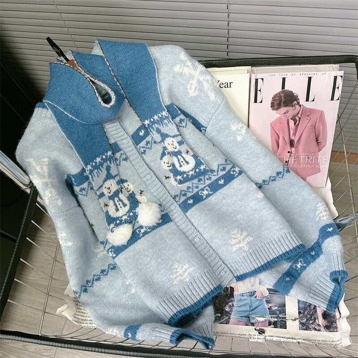 【outer】ニットカーデマフラー付き　M27909