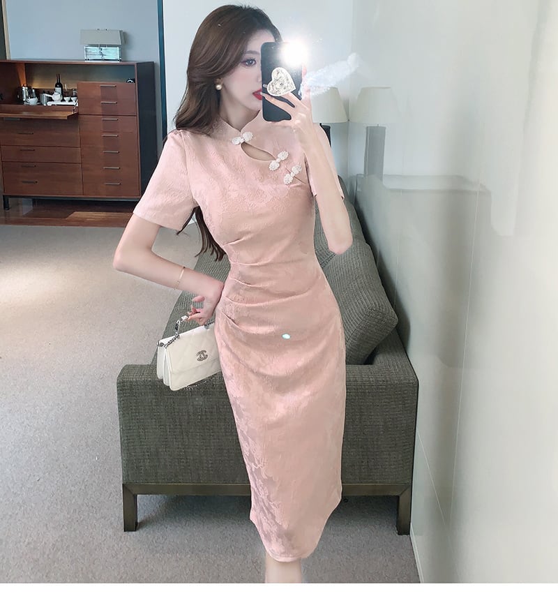【dress】気質溢れる エレガントデートワンピース着瘦せ　M17358