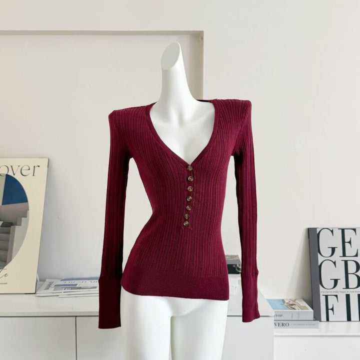 【tops】Vネックニットトップス Q7820