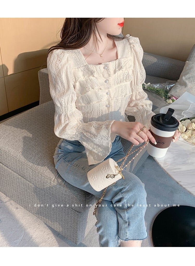 【tops】美感いっぱい✿ ✿エレガントシャツトップス　M17165