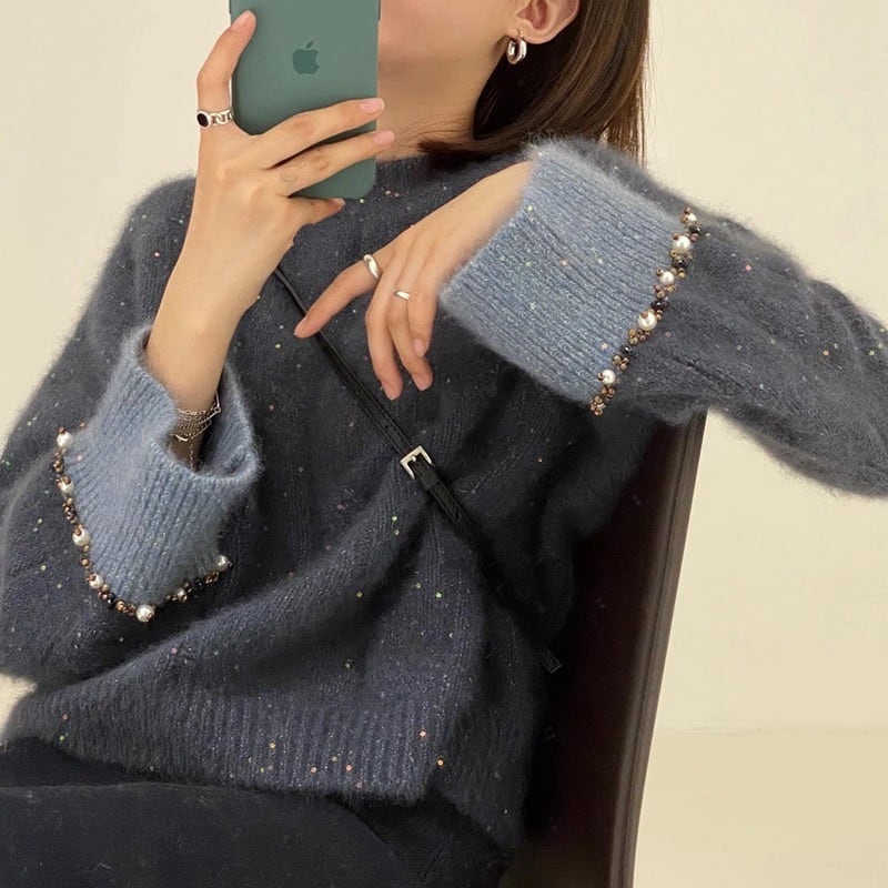 【tops】キラキラニットセーター　M18335