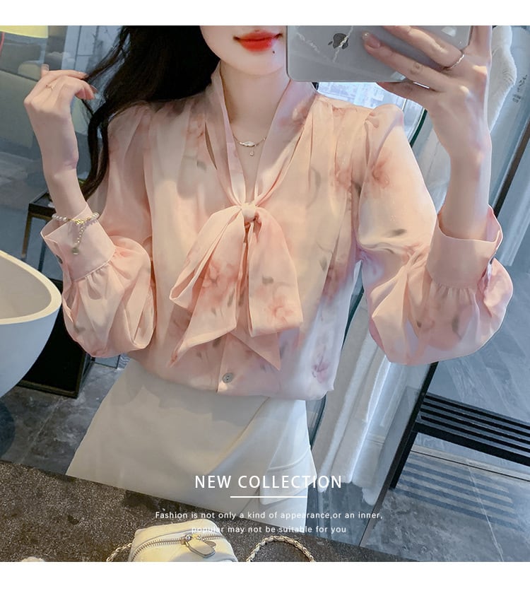 【tops】リボン付きシャツトップス　M21687