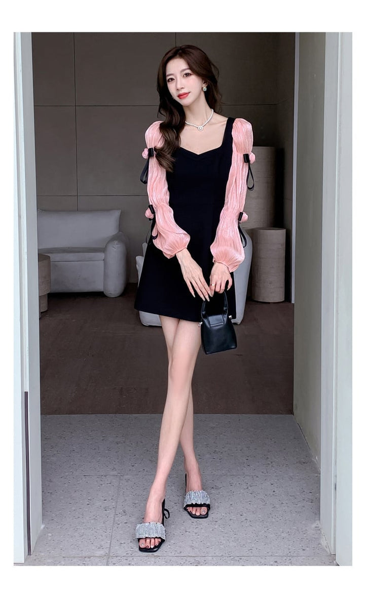 【dress】リボン付き切り替えワンピース　M26331
