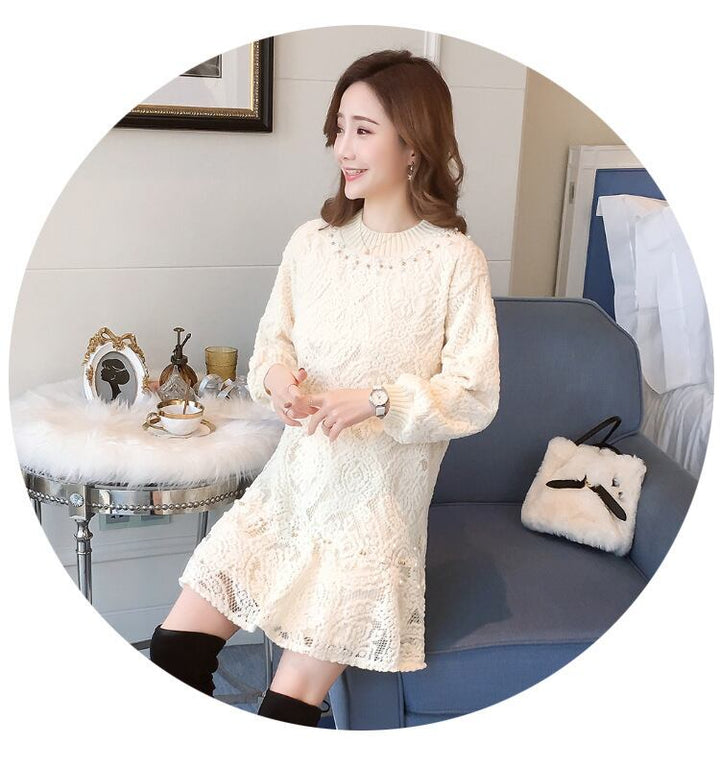 【dress】裹起毛フリルレースワンピース　M27890