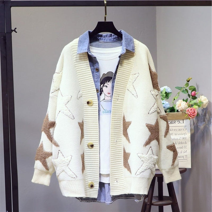 【outer】Vネックジャカードカーディガン　M17944