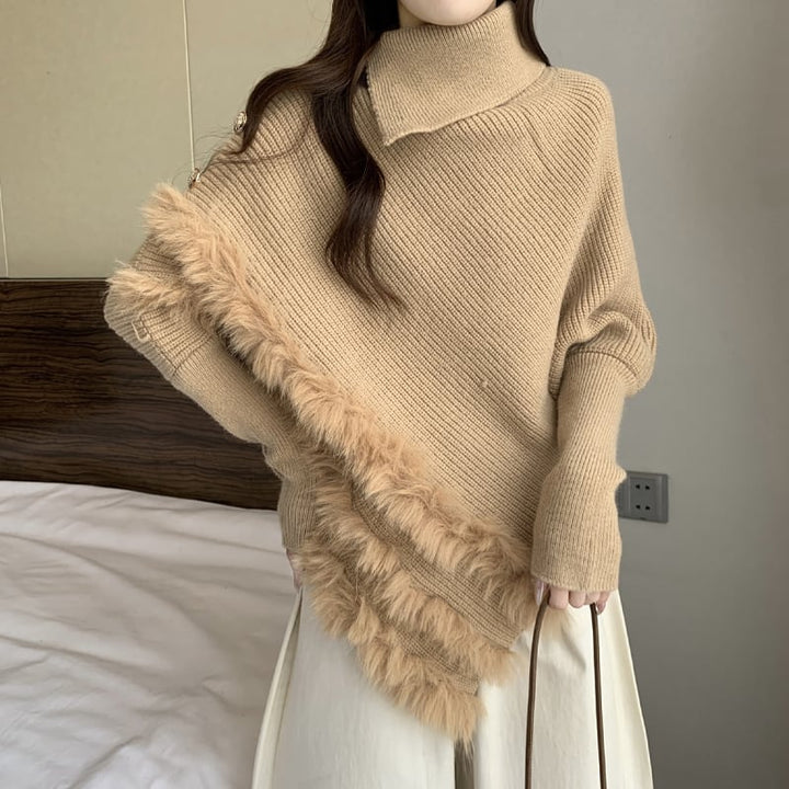 【tops】ファードッキングニットトップス Q7179