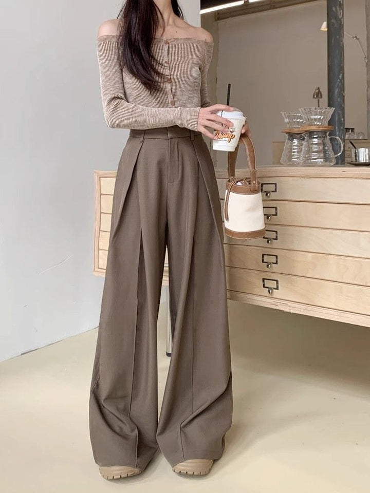 【bottoms】ハイウエストワイドパンツ　M29786