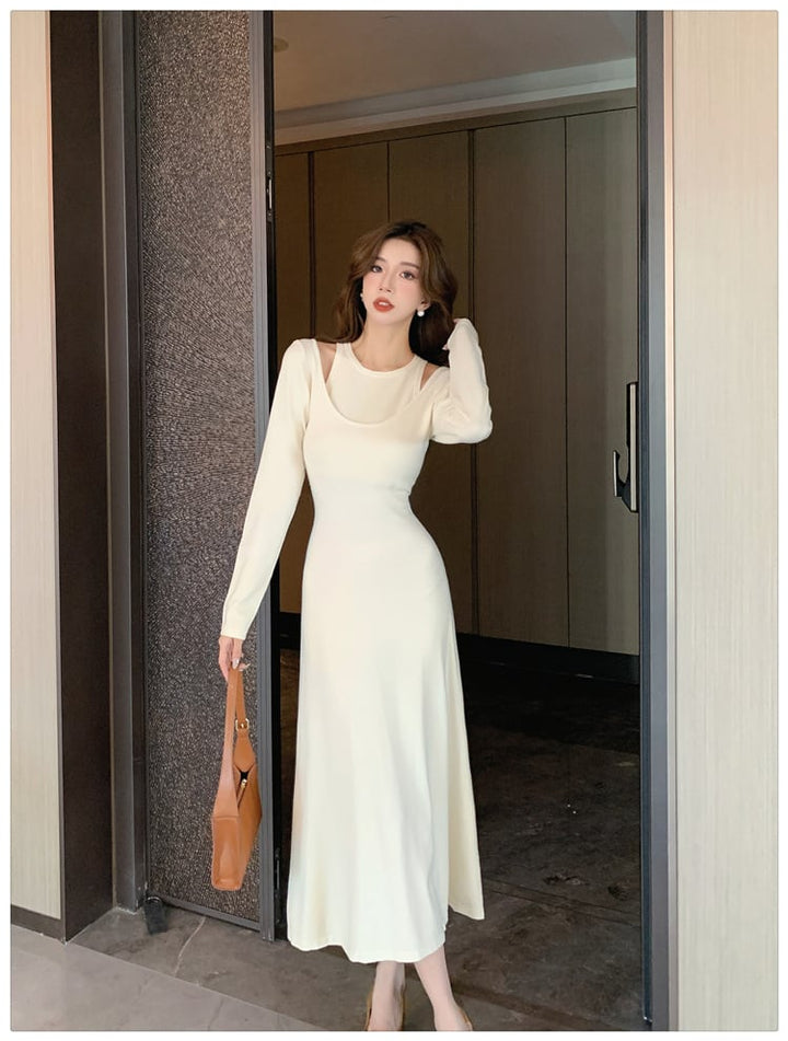 【dress】今季マストバイ切り替えニットワンピース　M17622
