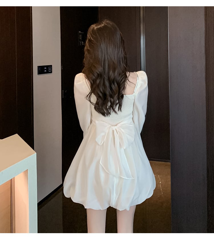 【dress】気質満点 エレガントリボン付きデートワンピース　M17246