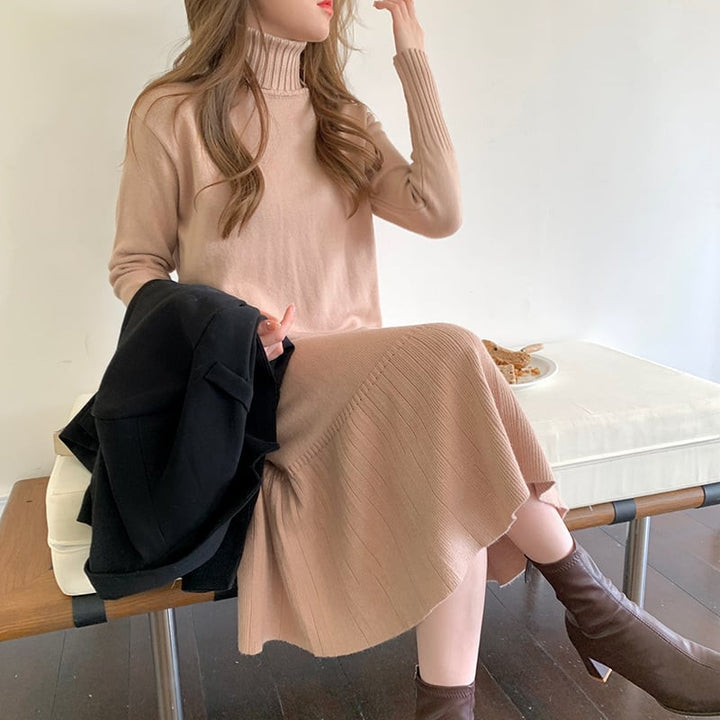 【dress】ハイネックマーメイドニットワンピース　M18205