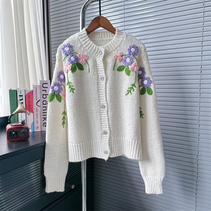 【outer】立体フラワーニットカーデ　M25576