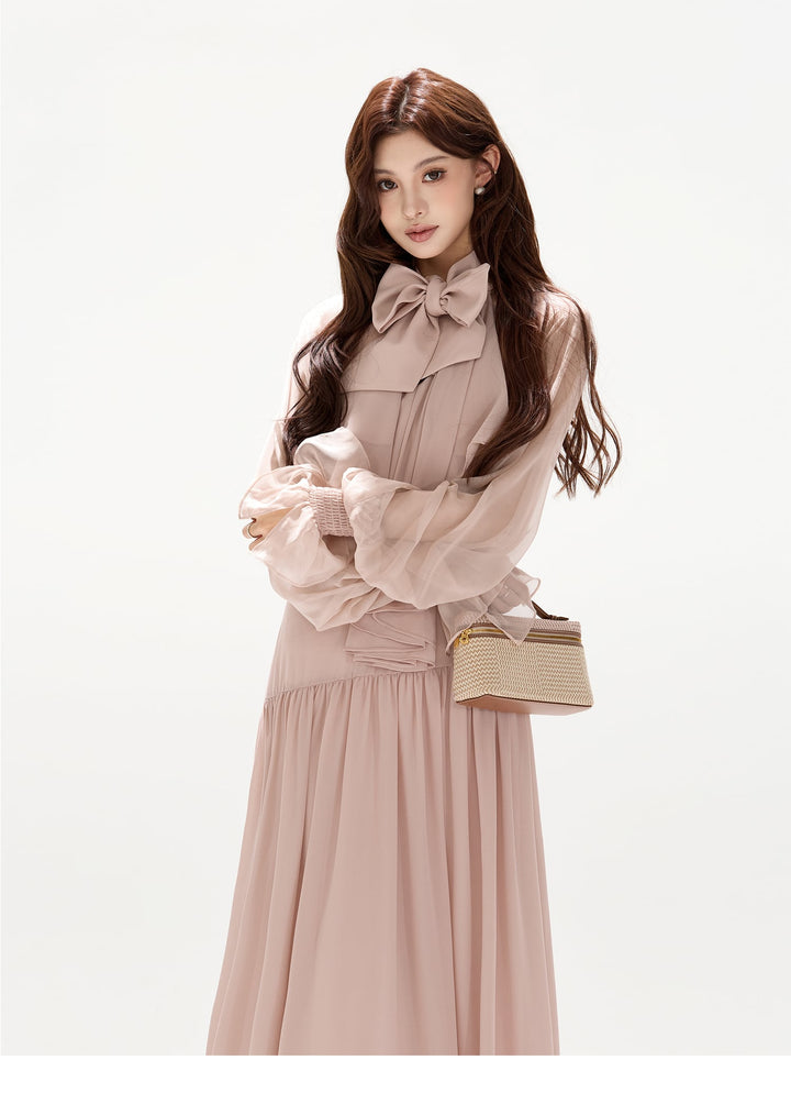 【dress】ボウタイロングワンピース　N3492