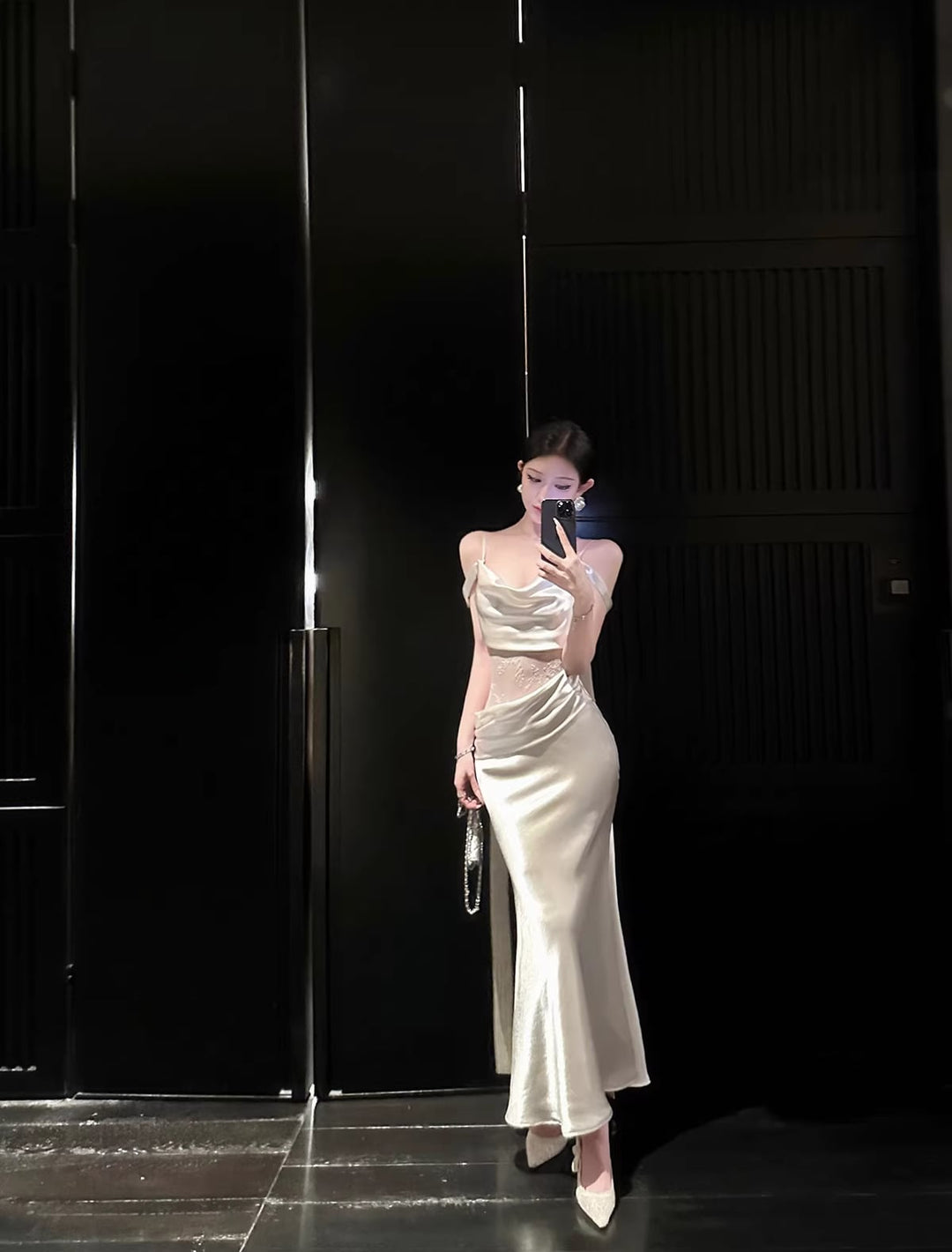 【dress】レースドッキングマーメイドワンピース Q8395